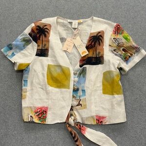 C&C California Sunset Palm Print Top